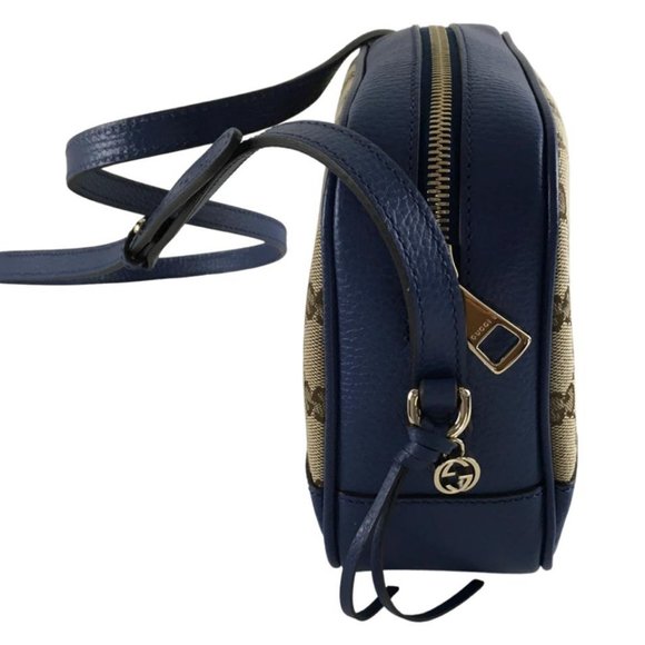 NWT Gucci Women's Camera Case Small Bree Monogram GG Shoulder Bag Beige/Blue - Picture 2 of 7
